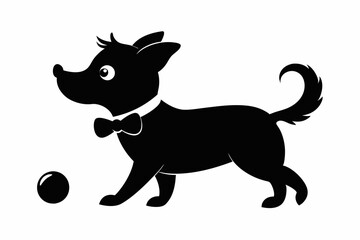 dog playing with a ball silhouette vector, isolated black silhouette of a dog collection
