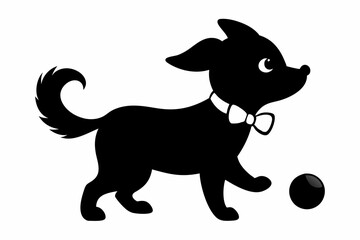 dog playing with a ball silhouette vector, isolated black silhouette of a dog collection
