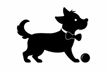 dog playing with a ball silhouette vector, isolated black silhouette of a dog collection
