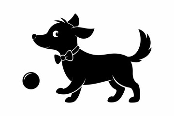 dog playing with a ball silhouette vector, isolated black silhouette of a dog collection
