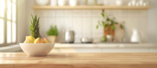 Fresh Fruits Arrangement on Wooden Table with Copy Space