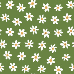 Obraz premium Daisy flower vector seamless pattern.