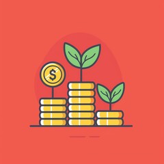 Growing Investments Concept with Coin Stacks
for compound interest flat design 