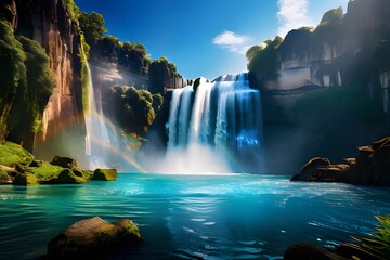 Fototapeta premium Beatiful looking waterfalls with fresh and clean water surrounded by nature and wildlife