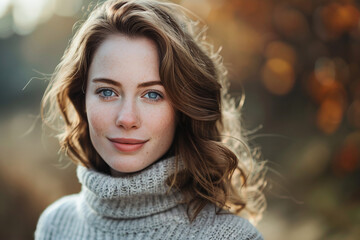 Obraz premium natural beauty portrait of a brunette woman long haired