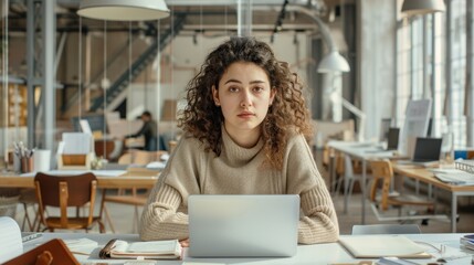 Fototapeta premium The woman at modern office