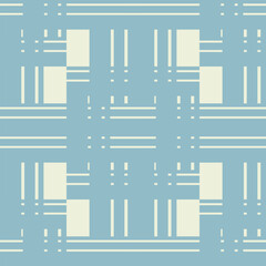 Geometric seamless pattern with lines, squares, rectangles. Blue colour. Vector illustration