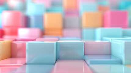 Obraz premium Abstract Pastel-Colored 3D Geometric Blocks Creating a Modern and Playful Pattern