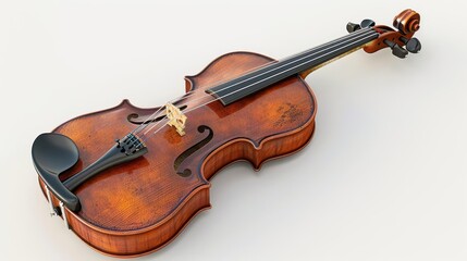 Obraz premium antique violin on white background capturing the elegance and artistry of classical stringed instruments realistic 3d rendering