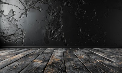 black wall with floor to present product background