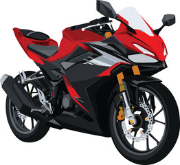 vector image, black and red sports motorbike