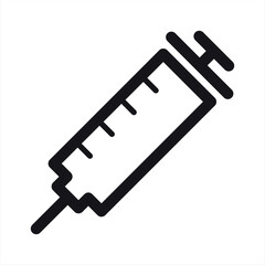 Empty syringe line icon, Isolated.Medical syringe injection icon vector flat style