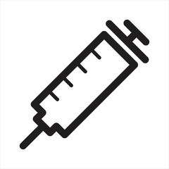 Empty syringe line icon, Isolated.Medical syringe injection icon vector flat style