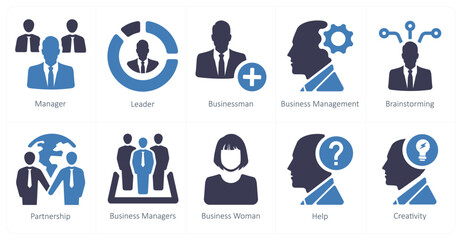 Fototapeta premium A set of 10 web marketing icons as manager, leader, businessman