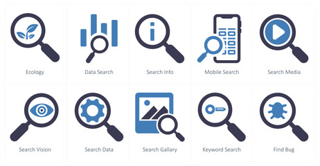 A set of 10 web marketing icons as ecology, data search, search info