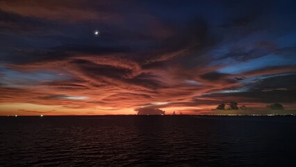 sunset over the sea.