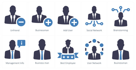 A set of 10 web marketing icons as unfriend, business, add user
