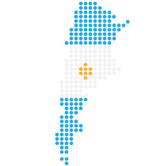 country Argentina flag territory map transparent background with dots