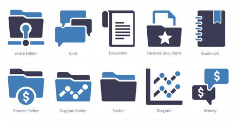 A set of 10 web marketing icons as share folder, chat, document