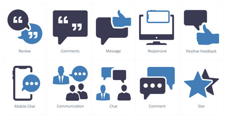 A set of 10 web marketing icons as review, comments, message