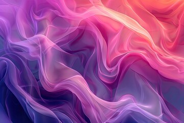 Fototapeta premium A colorful, flowing piece of fabric with a purple and pink hue. The fabric is very soft and he is made of silk