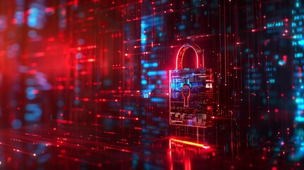 Fototapeta premium digital padlock cyber security