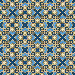 Colorful seamless arabic linear pattern. Versatile design for various creative projects, suitable for Islamic decorative arts, textiles, tiles, wallpapers, backdrops, etc.