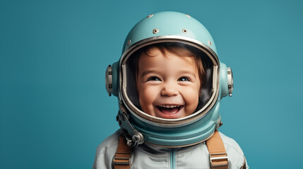 Little boy wearing an astronaut suit