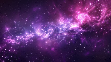 Fototapeta premium Cosmic Nebula with Glittering Stars and a Network of Lines
