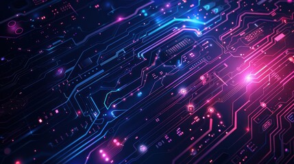 Fototapeta premium Abstract Circuit Board with Glowing Lines