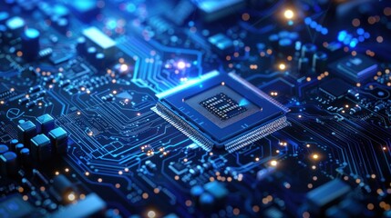 Close-up of a Microchip on a Circuit Board