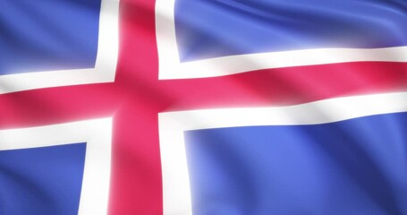 flag of Iceland. Icelandic flag background. 4k 60FPS
