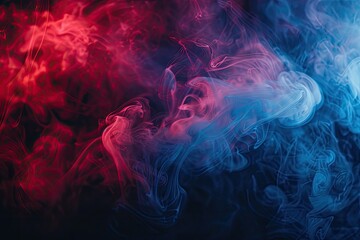 Fototapeta premium A colorful smokey background with a blue and red swirl. The smoke is thick and dense, creating a sense of depth and movement. The colors of the smoke are vibrant and contrasting