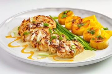 Exquisite Jamaican Jerk Chicken Medallions with Mango Sauce and Plantains