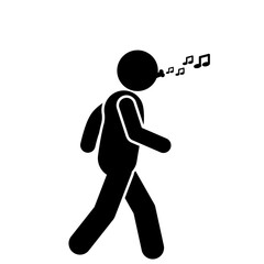 illustration of a flat stick figure character whistling