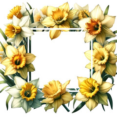 Obraz premium Daffodil frame clipart with daffodils framing a central motif