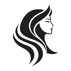 Women head logo, minimalist, vector art illustration