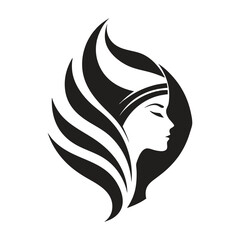Women head logo, minimalist, vector art illustration
