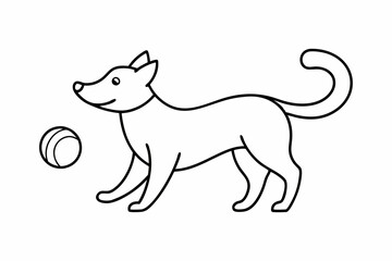 

dog playing with a ball line art drawing, isolated line art of a dog collection
