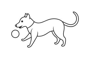 

dog playing with a ball line art drawing, isolated line art of a dog collection

