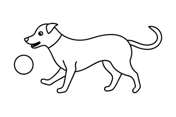 

dog playing with a ball line art drawing, isolated line art of a dog collection
