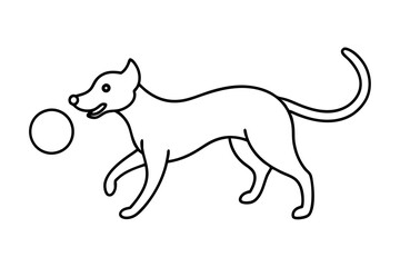 

dog playing with a ball line art drawing, isolated line art of a dog collection
