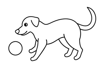 

dog playing with a ball line art drawing, isolated line art of a dog collection
