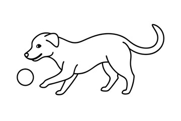 

dog playing with a ball line art drawing, isolated line art of a dog collection
