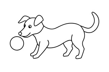

dog playing with a ball line art drawing, isolated line art of a dog collection
