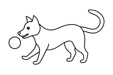 

dog playing with a ball line art drawing, isolated line art of a dog collection
