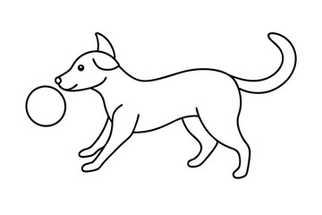 

dog playing with a ball line art drawing, isolated line art of a dog collection
