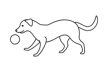 

dog playing with a ball line art drawing, isolated line art of a dog collection
