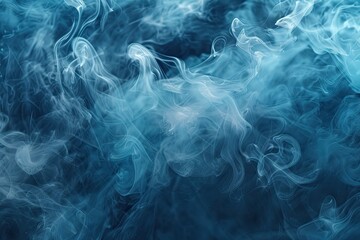 Obraz premium A blue smoke filled with wavy lines. The smoke is thick and dense, creating a sense of heaviness and darkness. The blue color of the smoke contrasts with the white background
