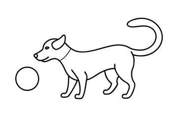 

dog playing with a ball line art drawing, isolated line art of a dog collection
